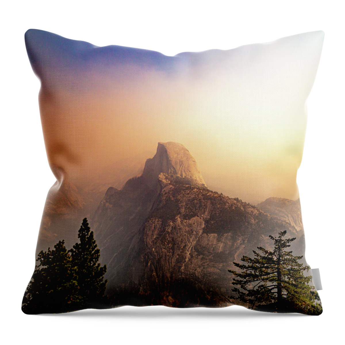 Half Dome Throw Pillow featuring the photograph Half Dome Among the Fires by Cindy Robinson