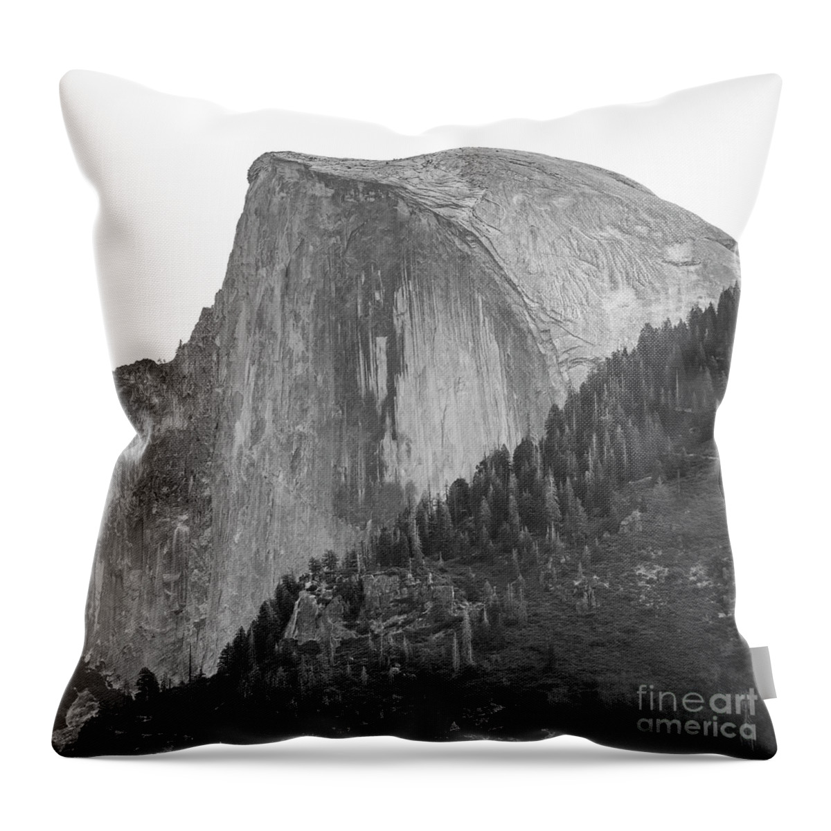 Half Dome And Four Mile Trail Black And White Throw Pillow featuring the photograph Half Dome and Four Mile Trail Black and White by Dustin K Ryan