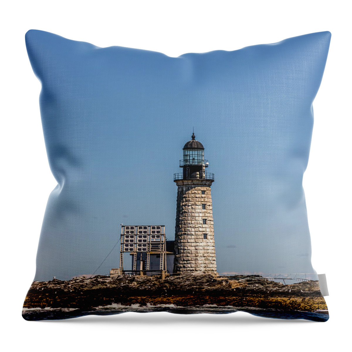 Halfway Rock Lighthouse Throw Pillow featuring the photograph Halfway Rock Lighthouse by Elizabeth Dow