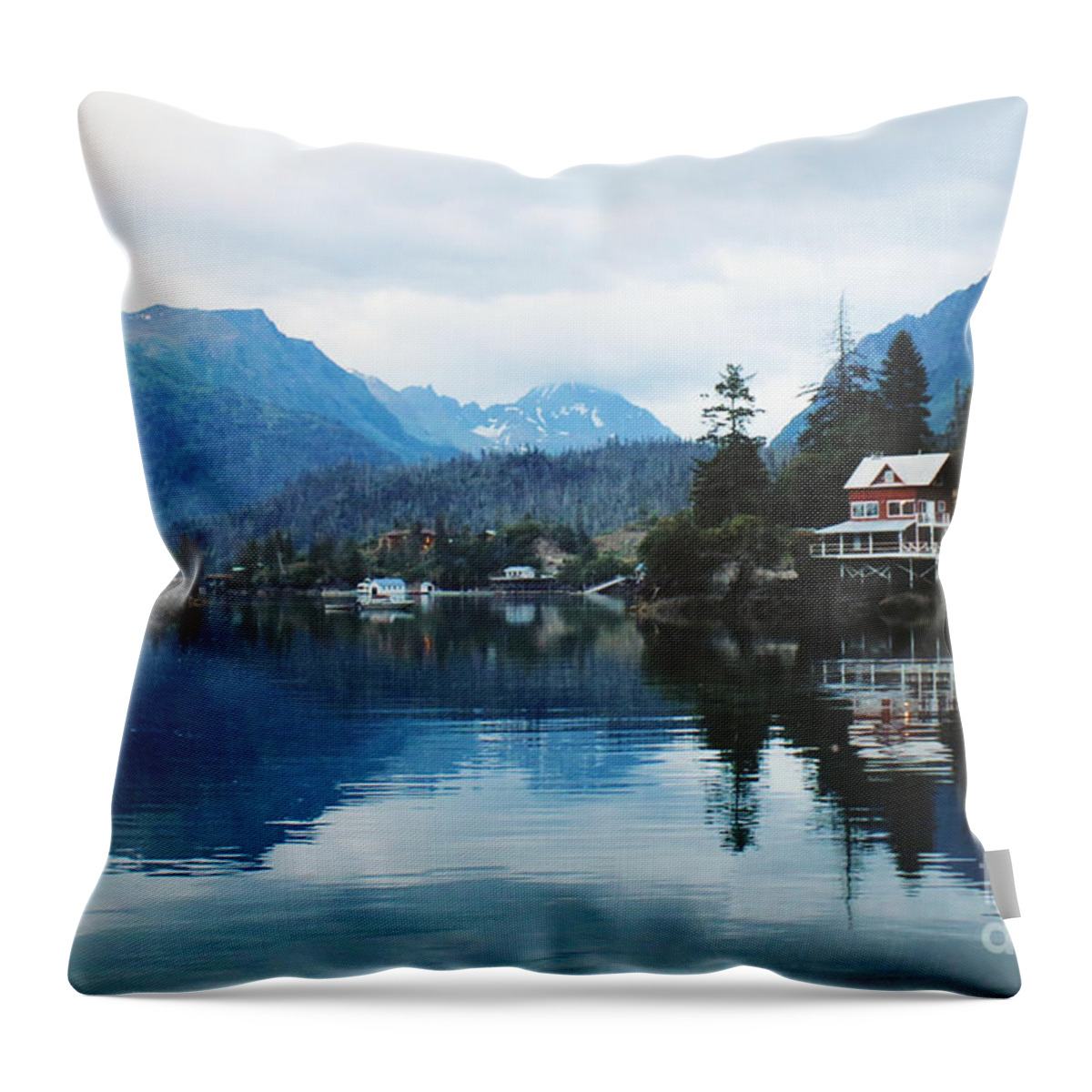 Alaska Throw Pillow featuring the digital art Halibut Cove Alaska by Doug Gist