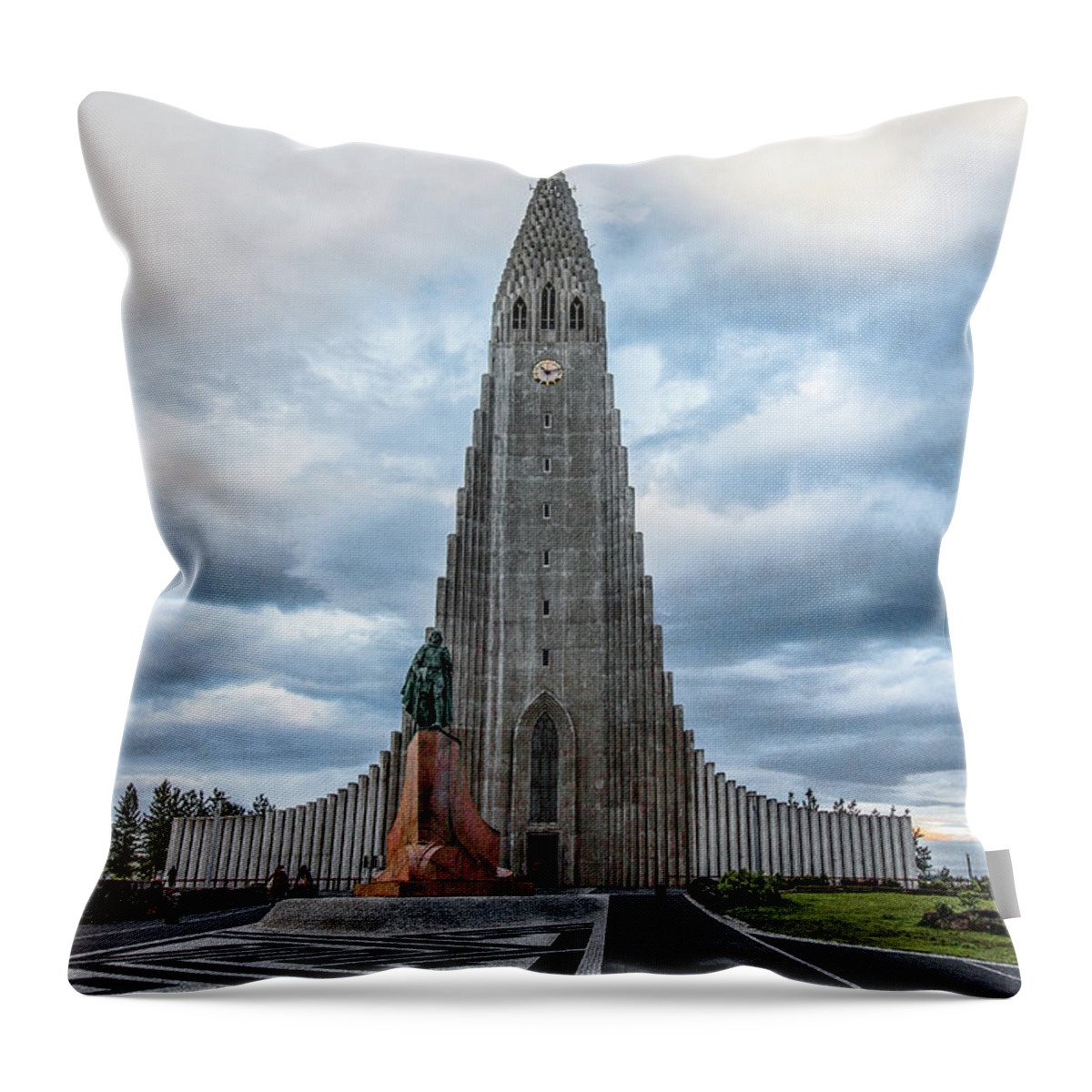 Iceland Throw Pillow featuring the photograph Hallgrimskirkja Lutheran Church, Iceland by Venetia Featherstone-Witty