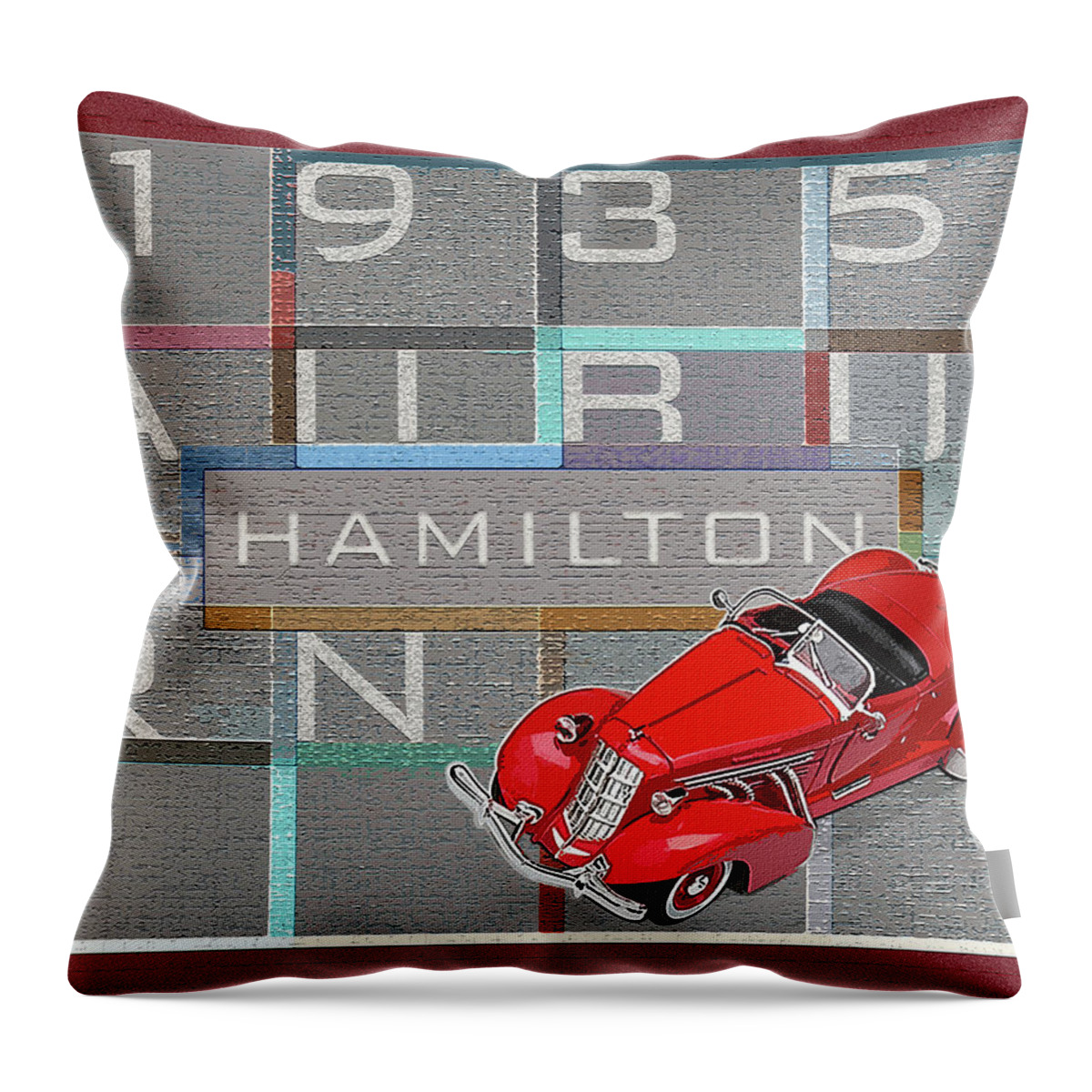 Hamilton Collection Throw Pillow featuring the digital art Hamilton Collection / 1935 Auburn by David Squibb