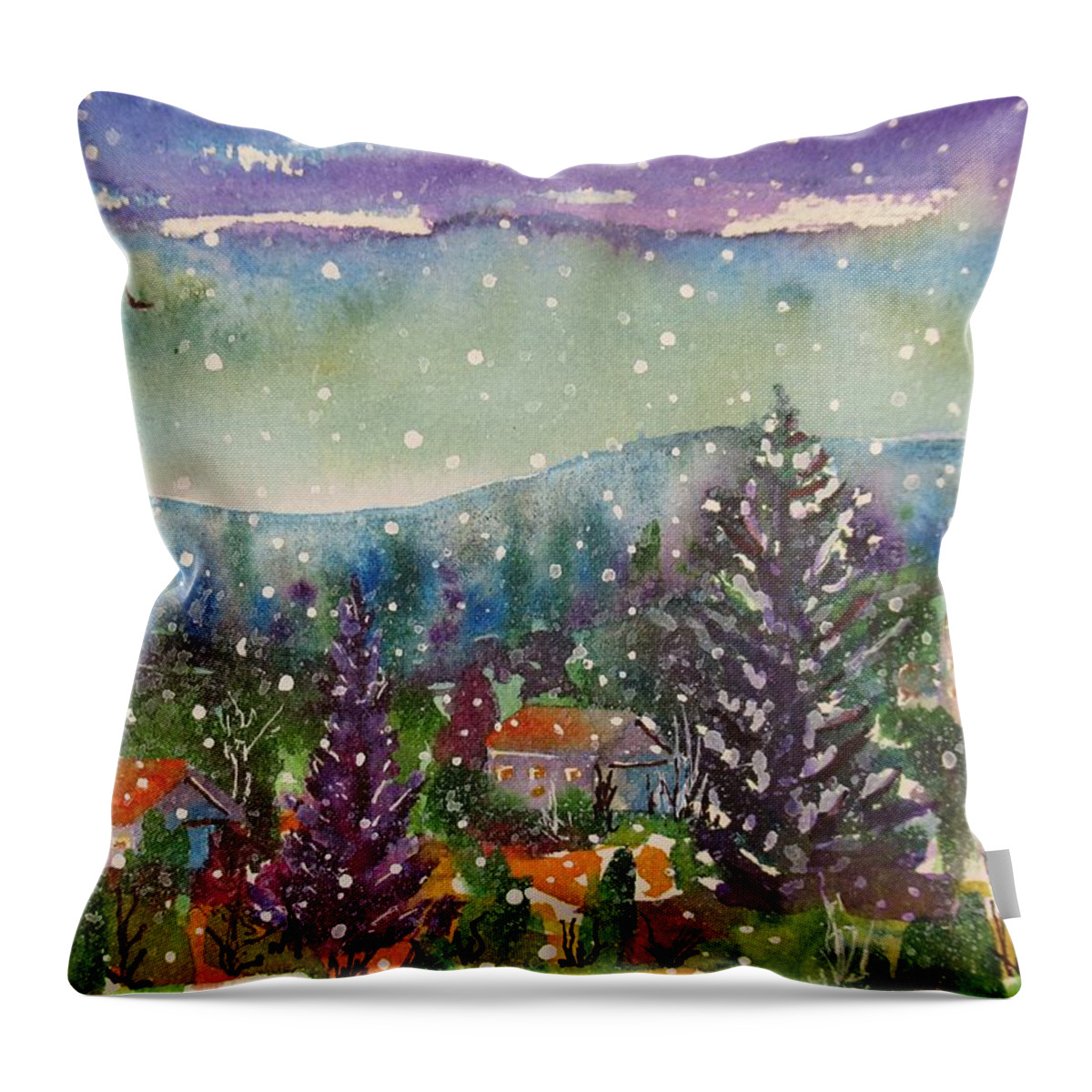 Hamlet Throw Pillow featuring the painting Hamlet In The Snow by Dale Bernard