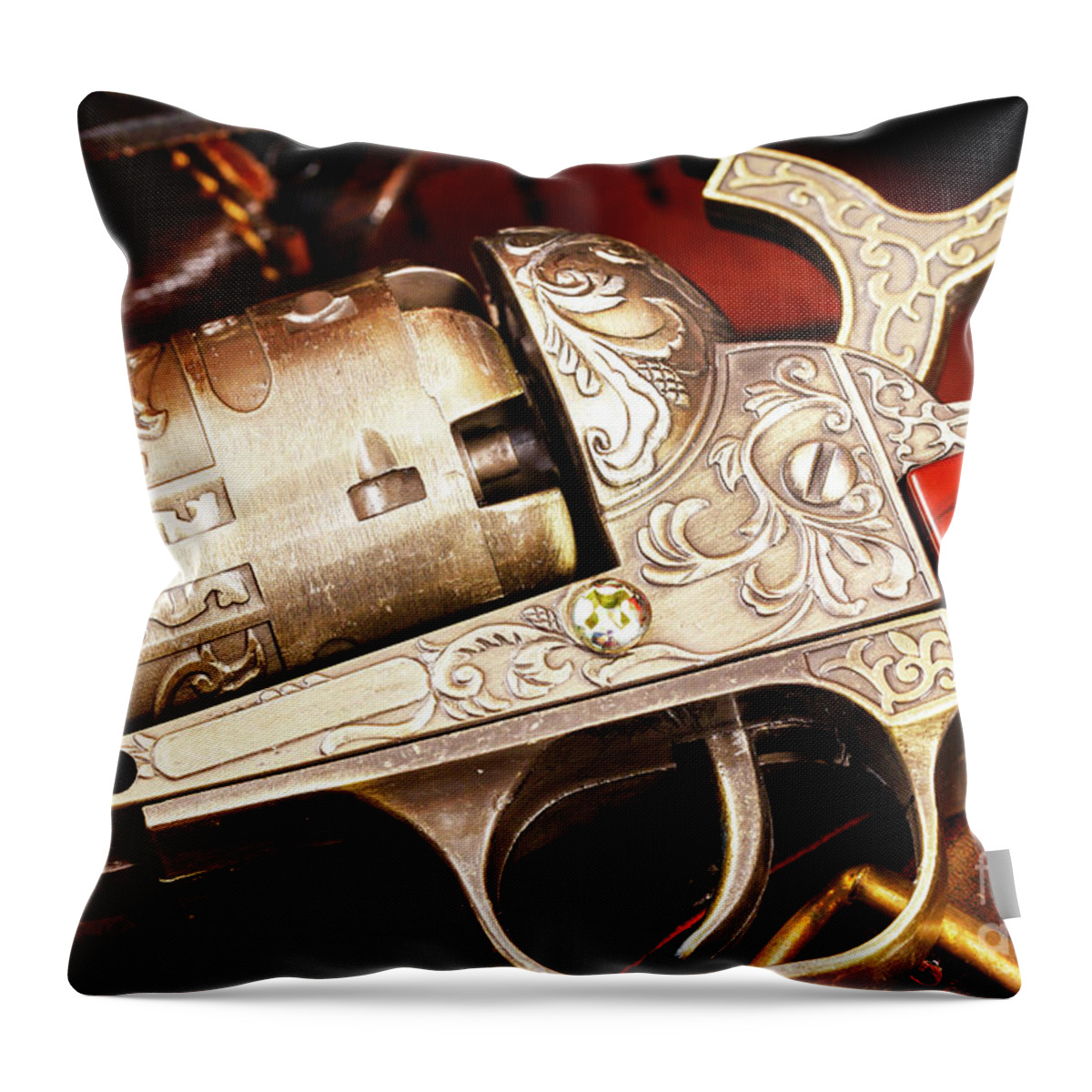 Hammer Cocked Throw Pillow featuring the photograph Hammer Cocked by John Rizzuto
