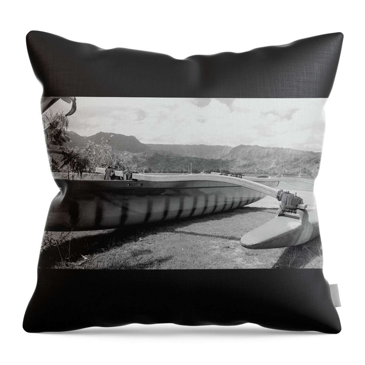 Hanalei Throw Pillow featuring the photograph Hanalei Canoe by Tony Spencer