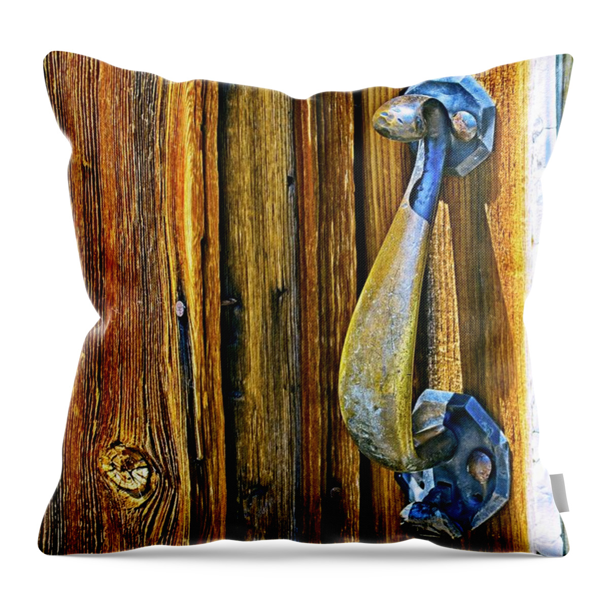 Ghost Town Throw Pillow featuring the photograph Handle From The Past by David Desautel