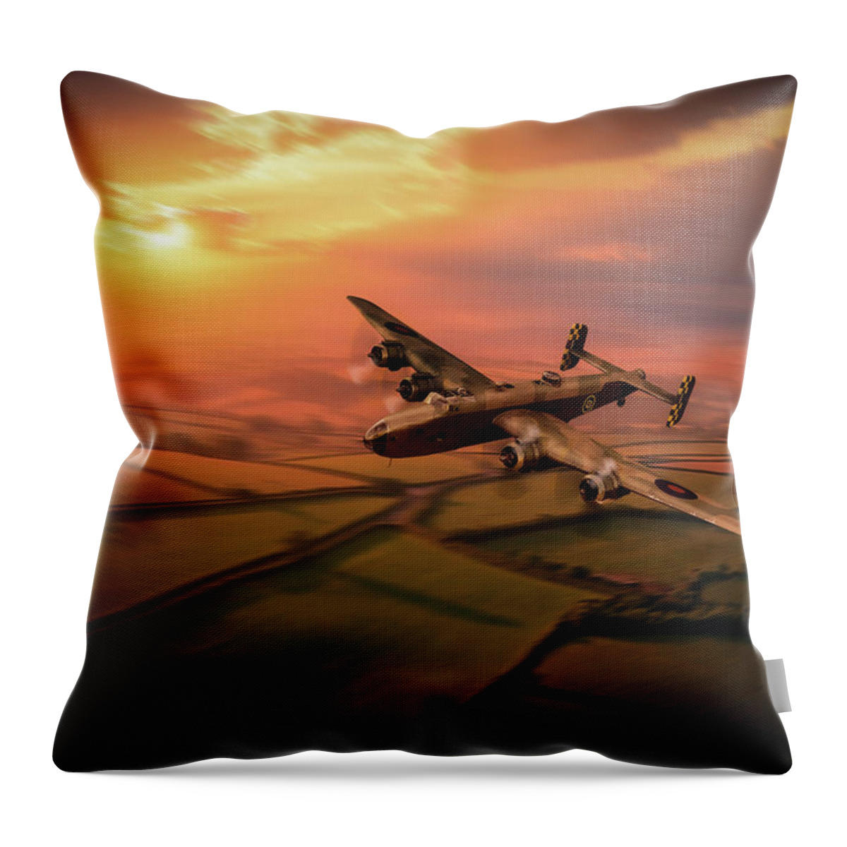 Handley Page Halifax Throw Pillow featuring the digital art Handley Page Halifax by Airpower Art