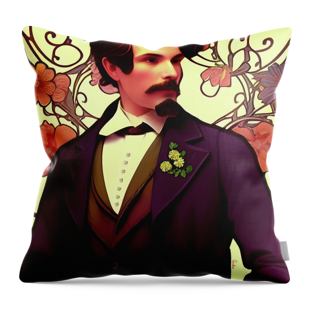 Love Throw Pillow featuring the digital art Handsome Suitor by Annalisa Rivera-Franz