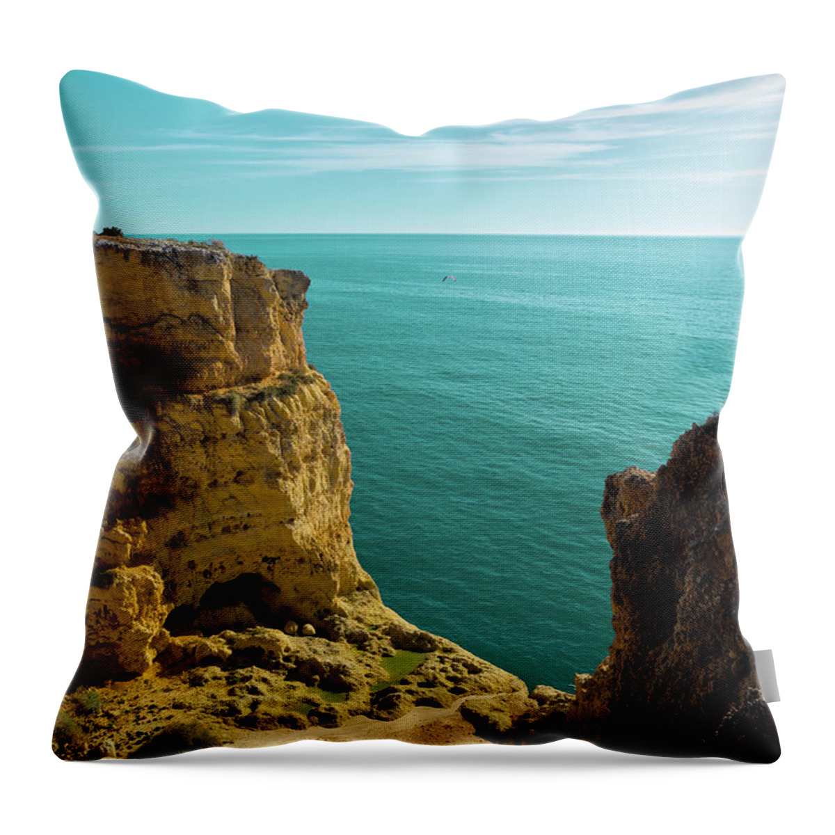 Algarve Throw Pillow featuring the photograph Hanging valley in Carvoeiro by Angelo DeVal