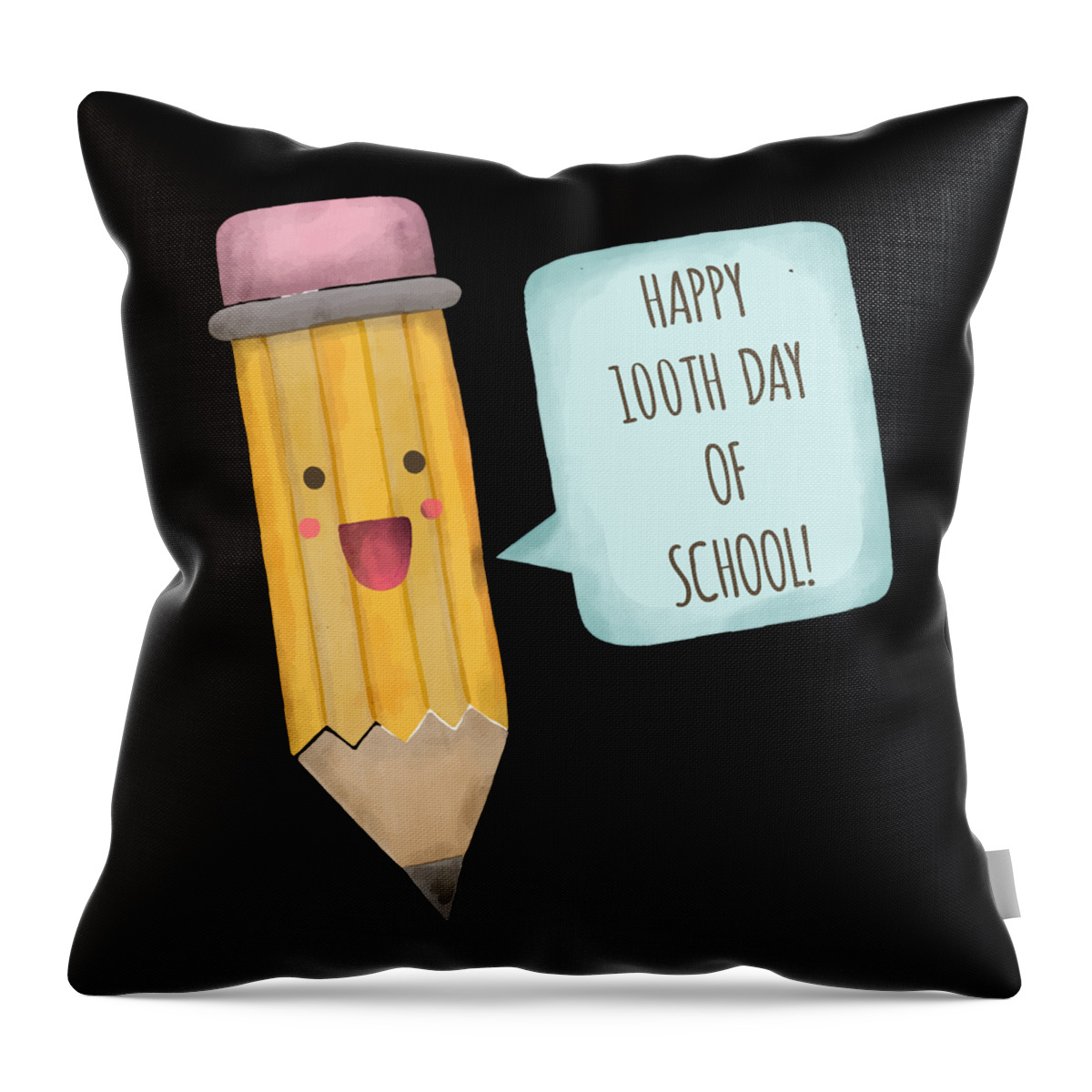 Funny Throw Pillow featuring the digital art Happy 100th Day Of School by Flippin Sweet Gear