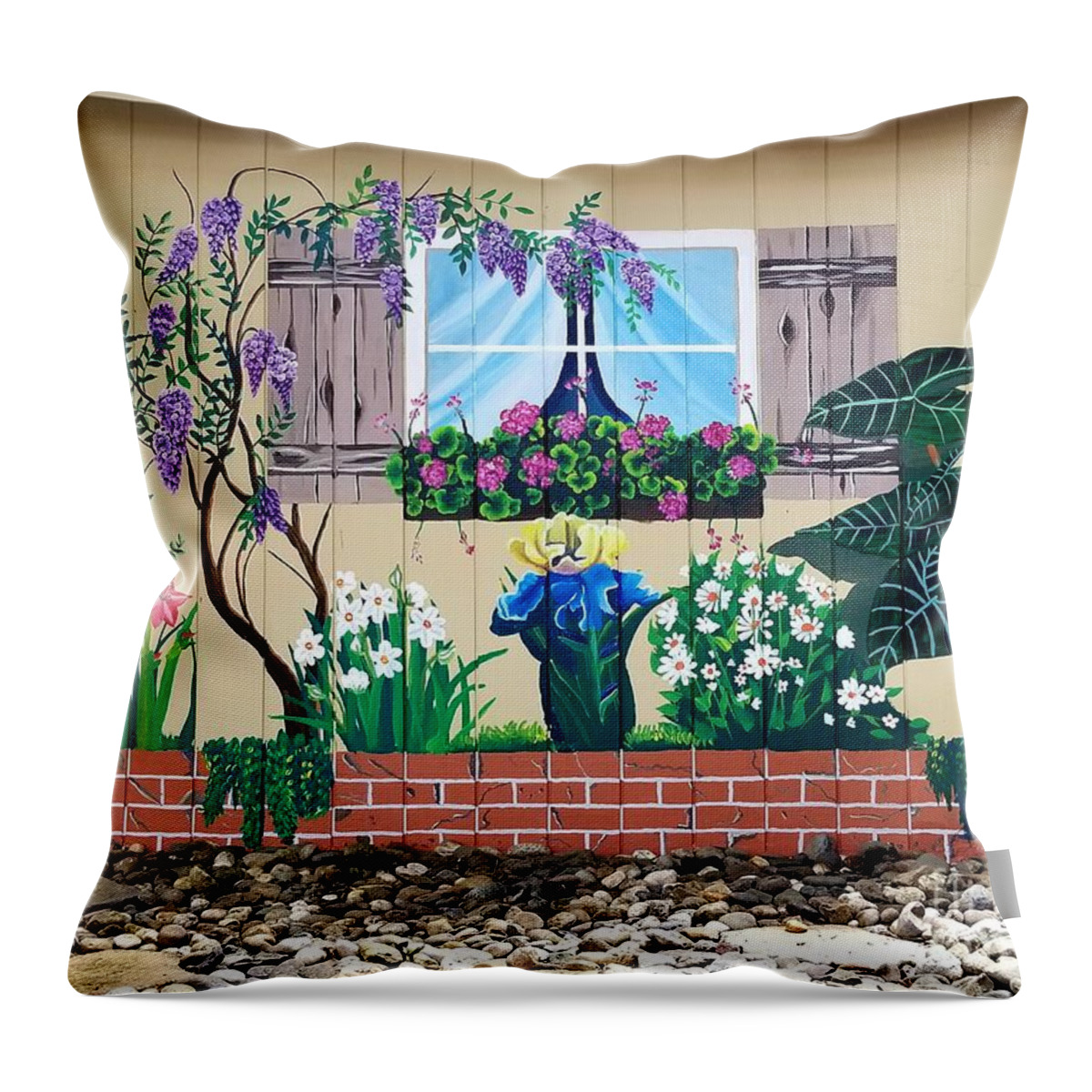 Mural Throw Pillow featuring the digital art Happy All Year Long by Yenni Harrison