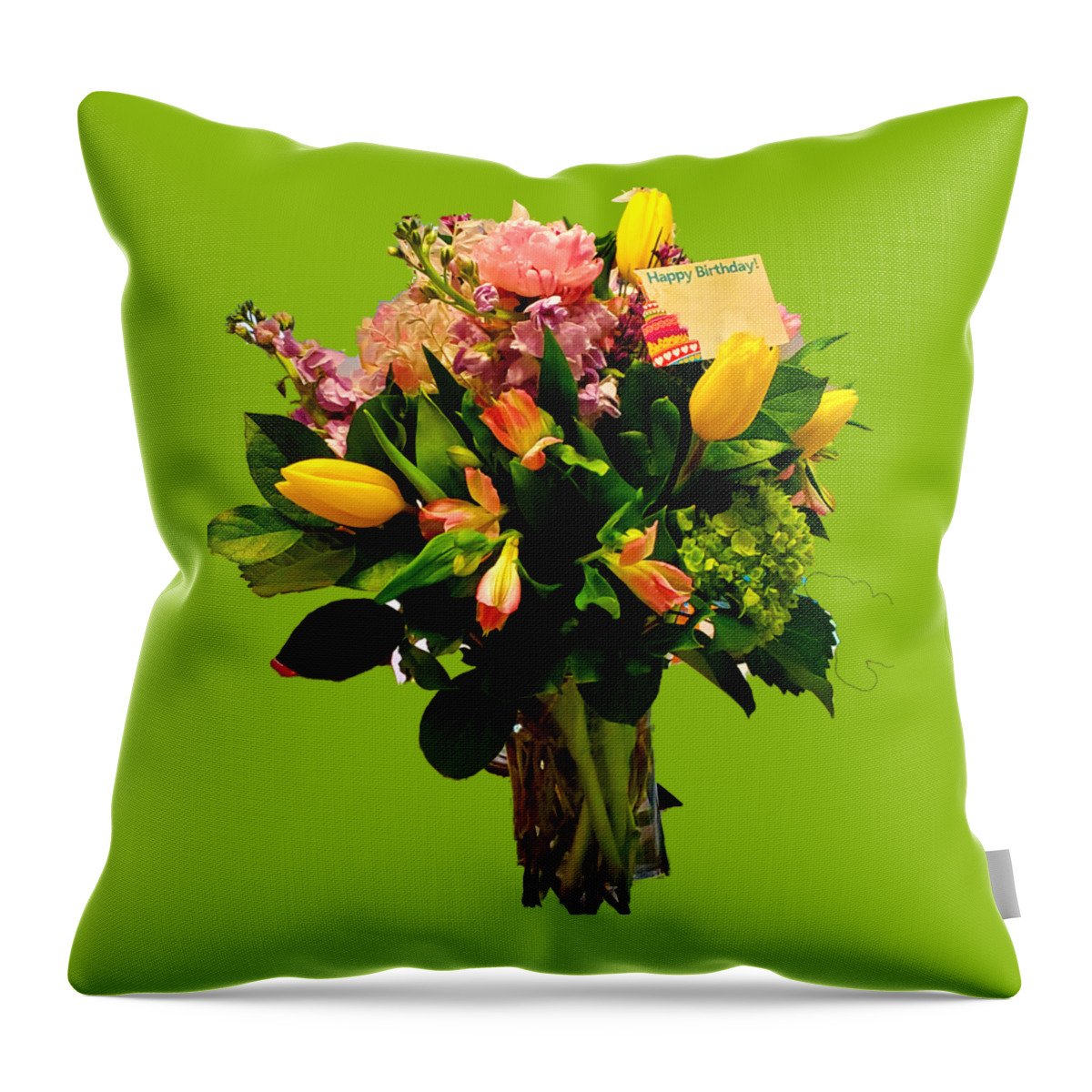 Floral Throw Pillow featuring the photograph Happy Birthday Bouquet by Stacie Siemsen
