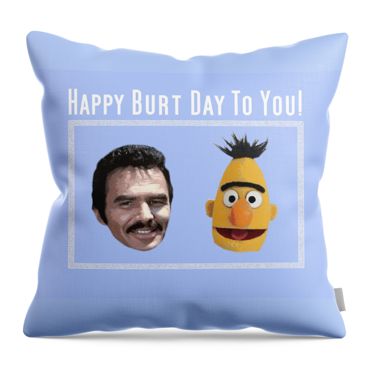 Birthday Card Throw Pillow featuring the mixed media Happy Burt Day To You by Judy Cuddehe