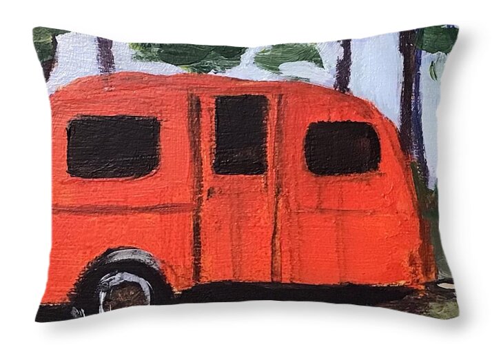 Camping Throw Pillow featuring the painting Happy Camper by Cynthia Blair