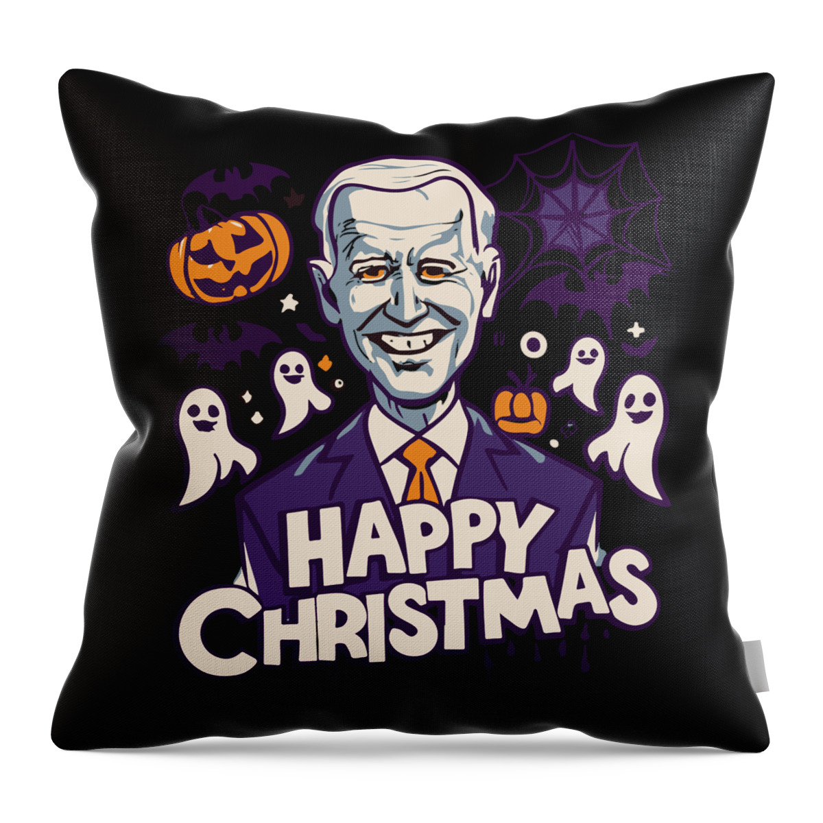 Christmas 2023 Throw Pillow featuring the digital art Happy Christmas Joe Biden Funny Halloween by Flippin Sweet Gear