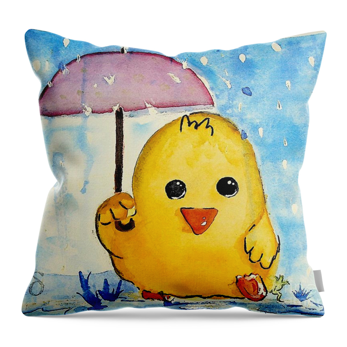 Happy Throw Pillow featuring the painting Happy Duckie Spring by Valerie Shaffer
