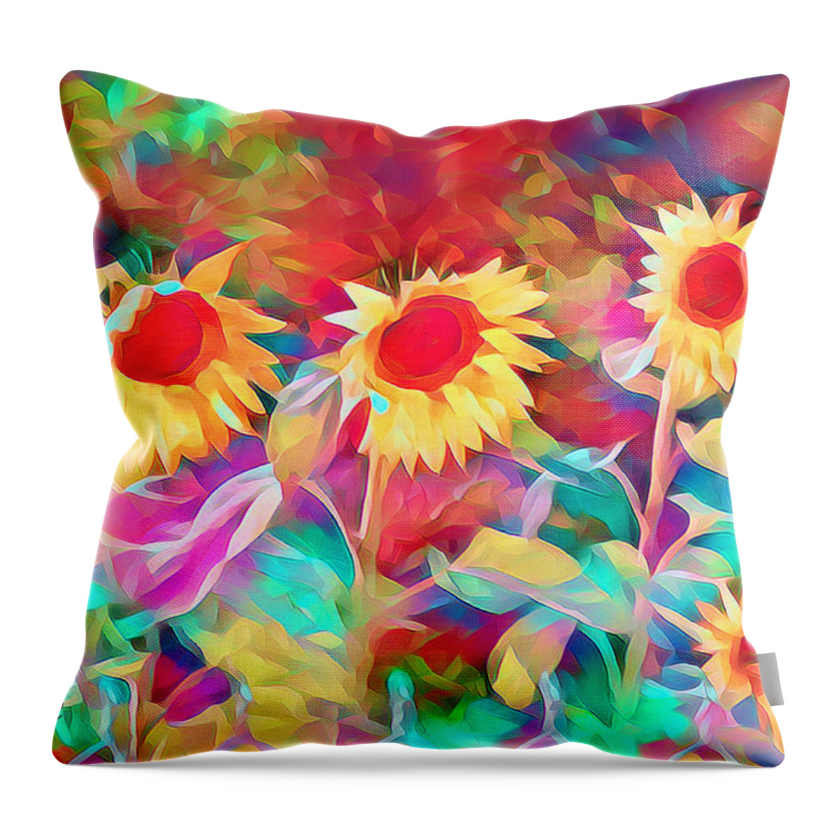 Sunflower Throw Pillow featuring the photograph Happy Faces by Carol Randall