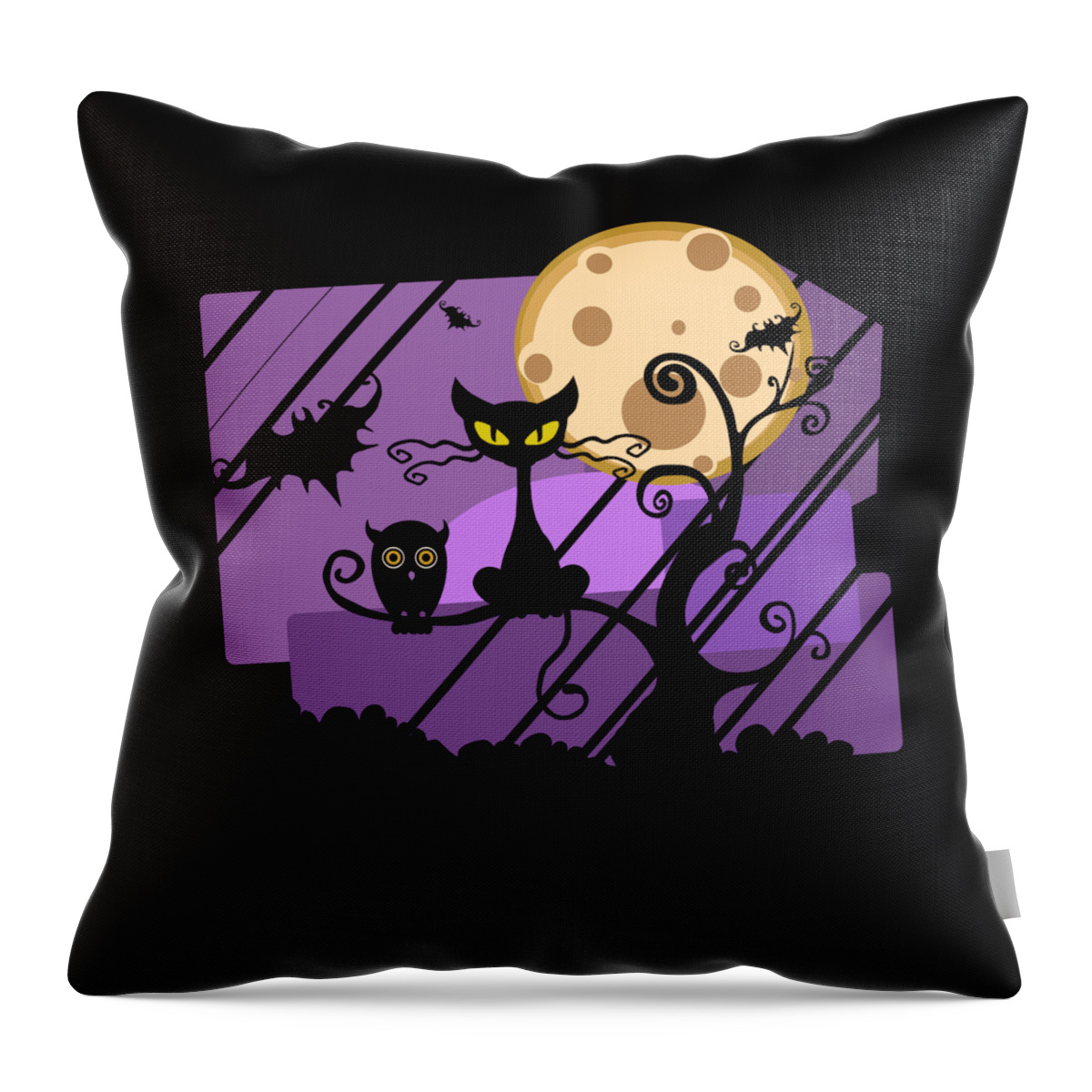 Funny Throw Pillow featuring the digital art Happy Halloween Cat by Flippin Sweet Gear