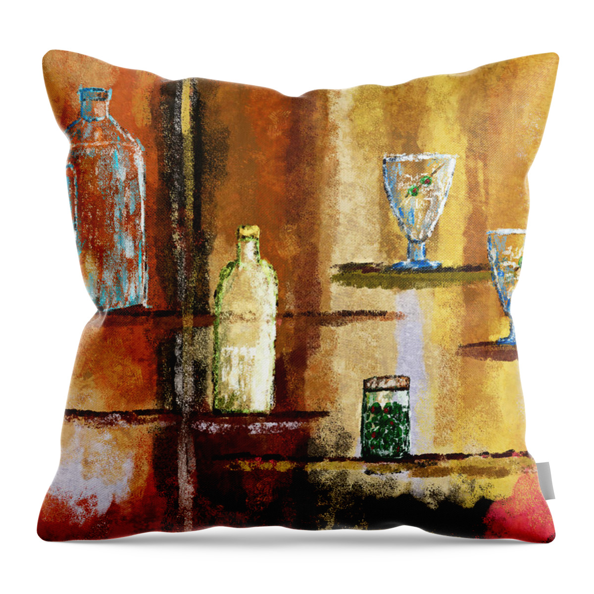 Gin Throw Pillow featuring the digital art Happy Hour by Ken Taylor