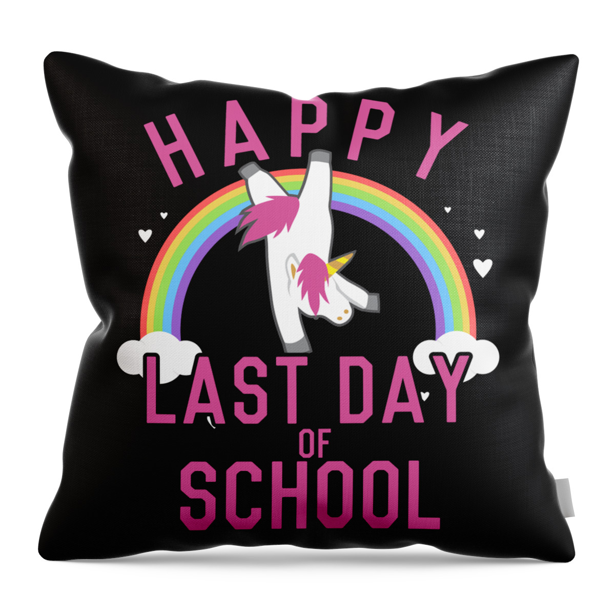 Funny Throw Pillow featuring the digital art Happy Last Day of School Unicorn Dancing by Flippin Sweet Gear