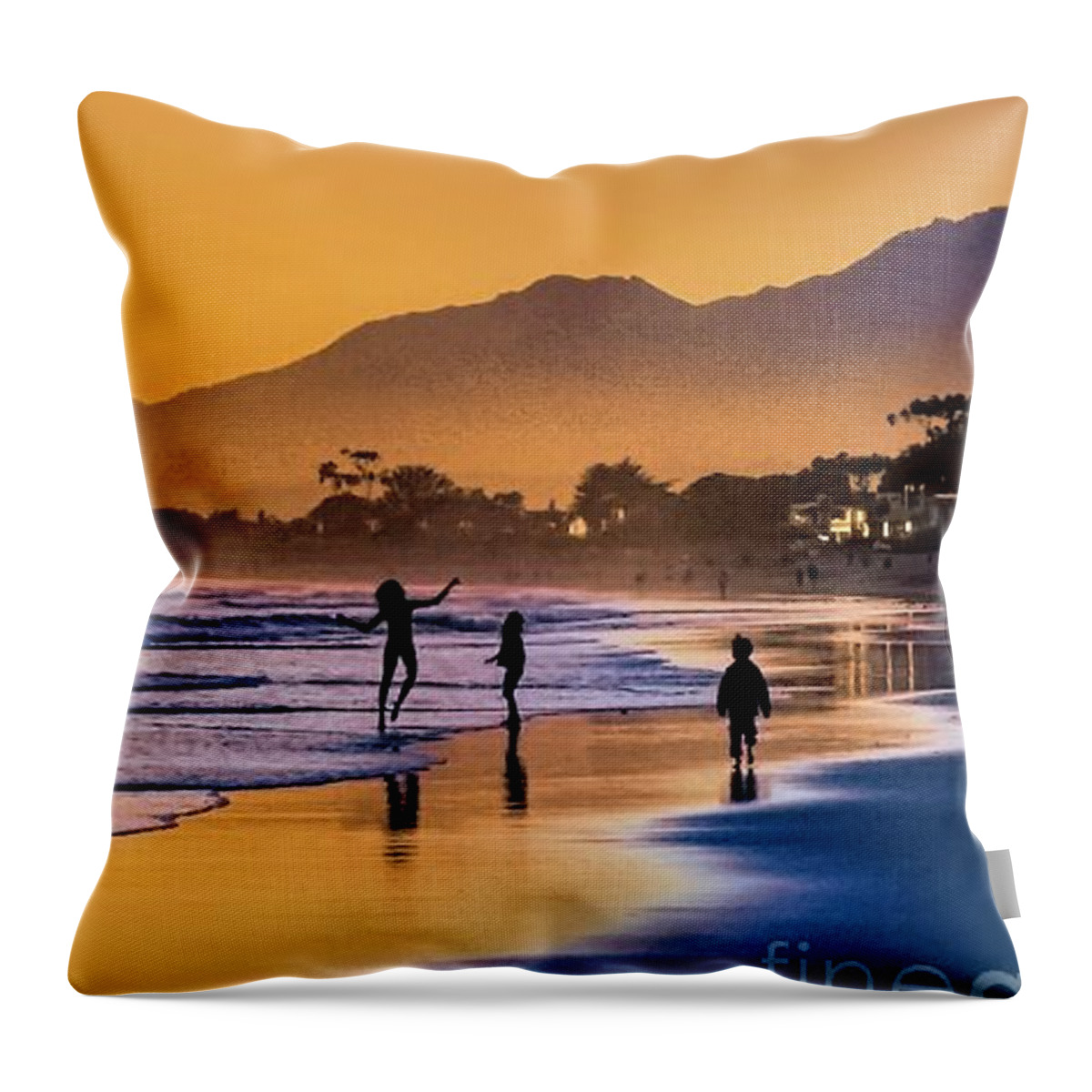 Sunset Throw Pillow featuring the photograph Happy Sunset Beach Dancer by Sea Change Vibes