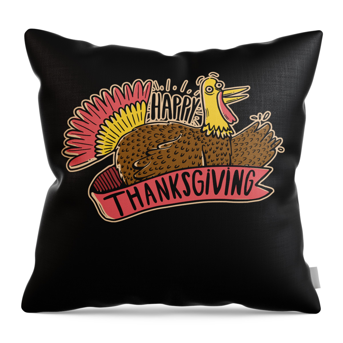 Thanksgiving 2023 Throw Pillow featuring the digital art Happy Thanksgiving by Flippin Sweet Gear