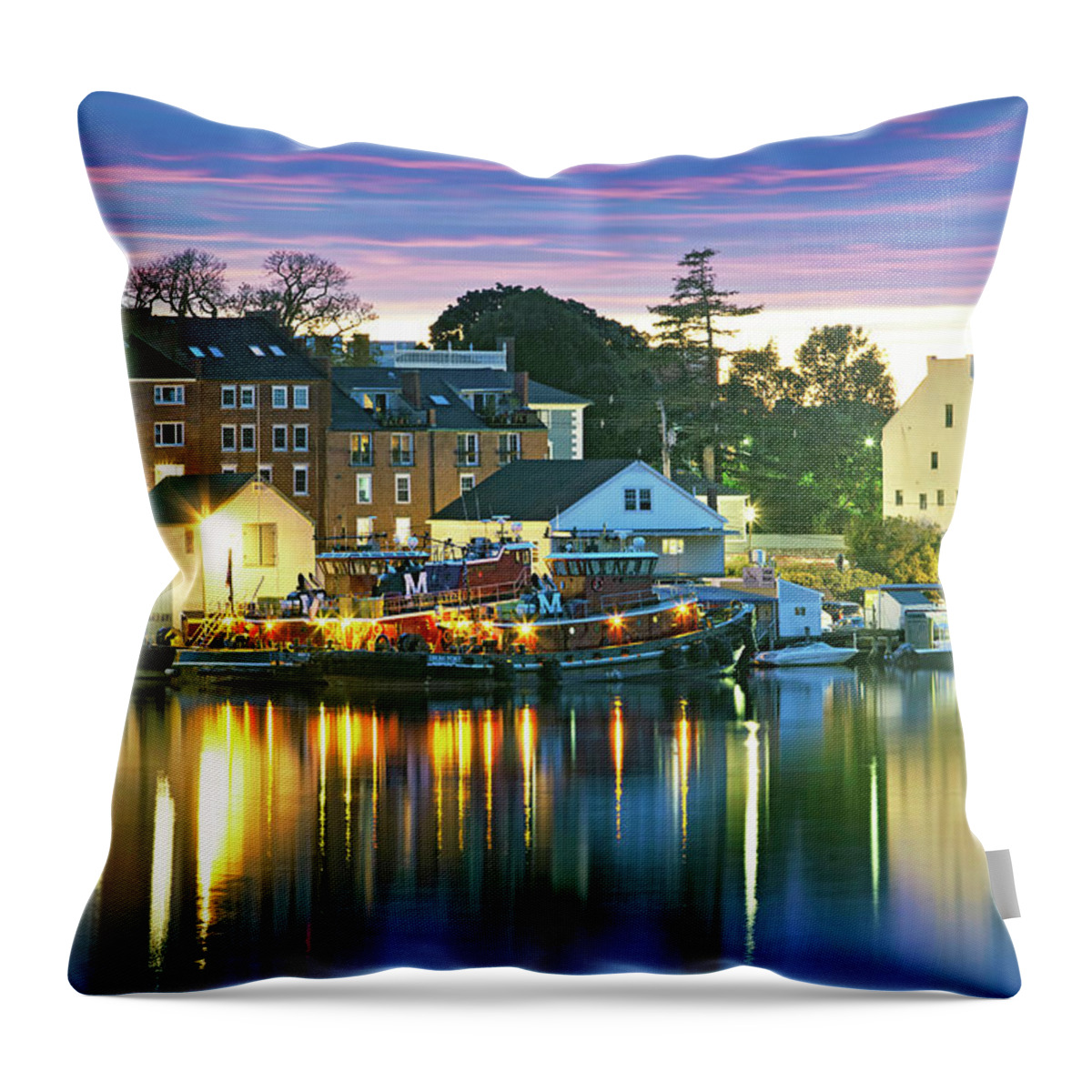 Harbor Lights Throw Pillow featuring the photograph Harbor Lights by Eric Gendron
