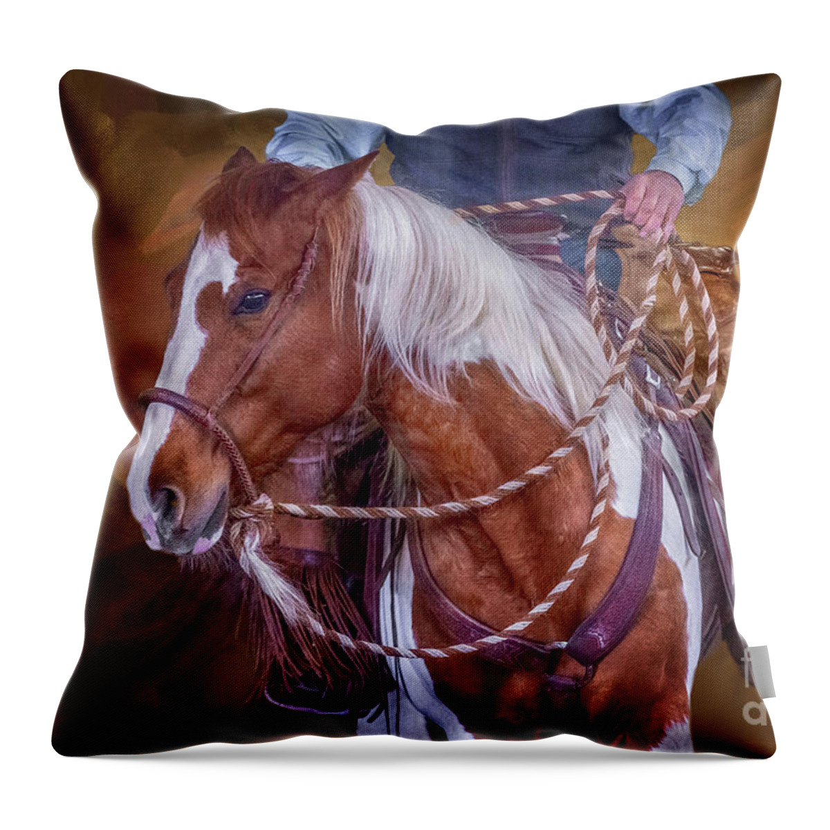 Cattle Throw Pillow featuring the photograph Cattle Horse by JBK Photo Art