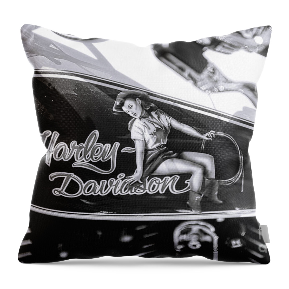 Harley Davidson Pin Up Throw Pillow featuring the photograph Harley Davidson Pin Up by Stefano Senise