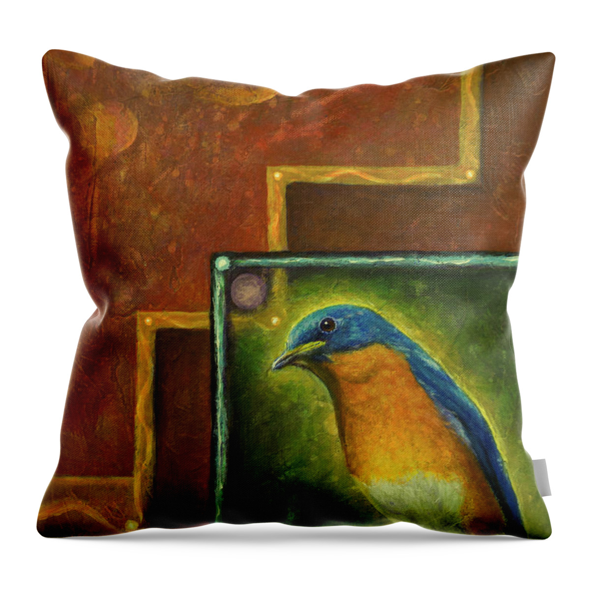 Bird Throw Pillow featuring the painting Harmony by Kevin Chasing Wolf Hutchins