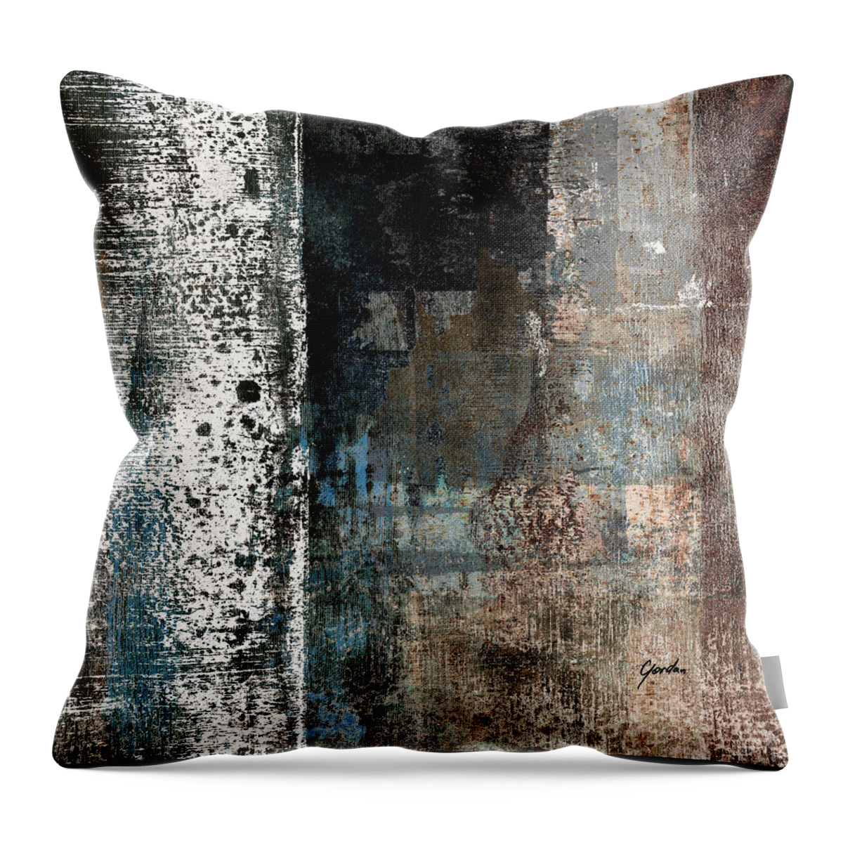Abstract Throw Pillow featuring the painting Harmony - Neutral Color Tones Modern Abstract Painting by iAbstractArt