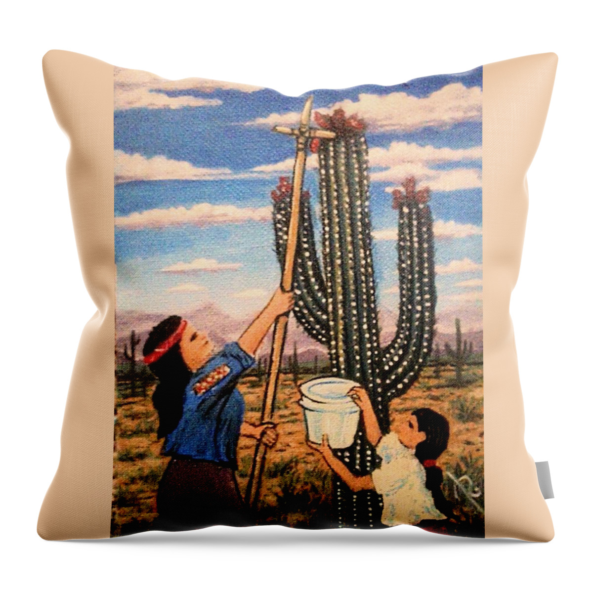  Throw Pillow featuring the painting Harvesting 2 by James RODERICK