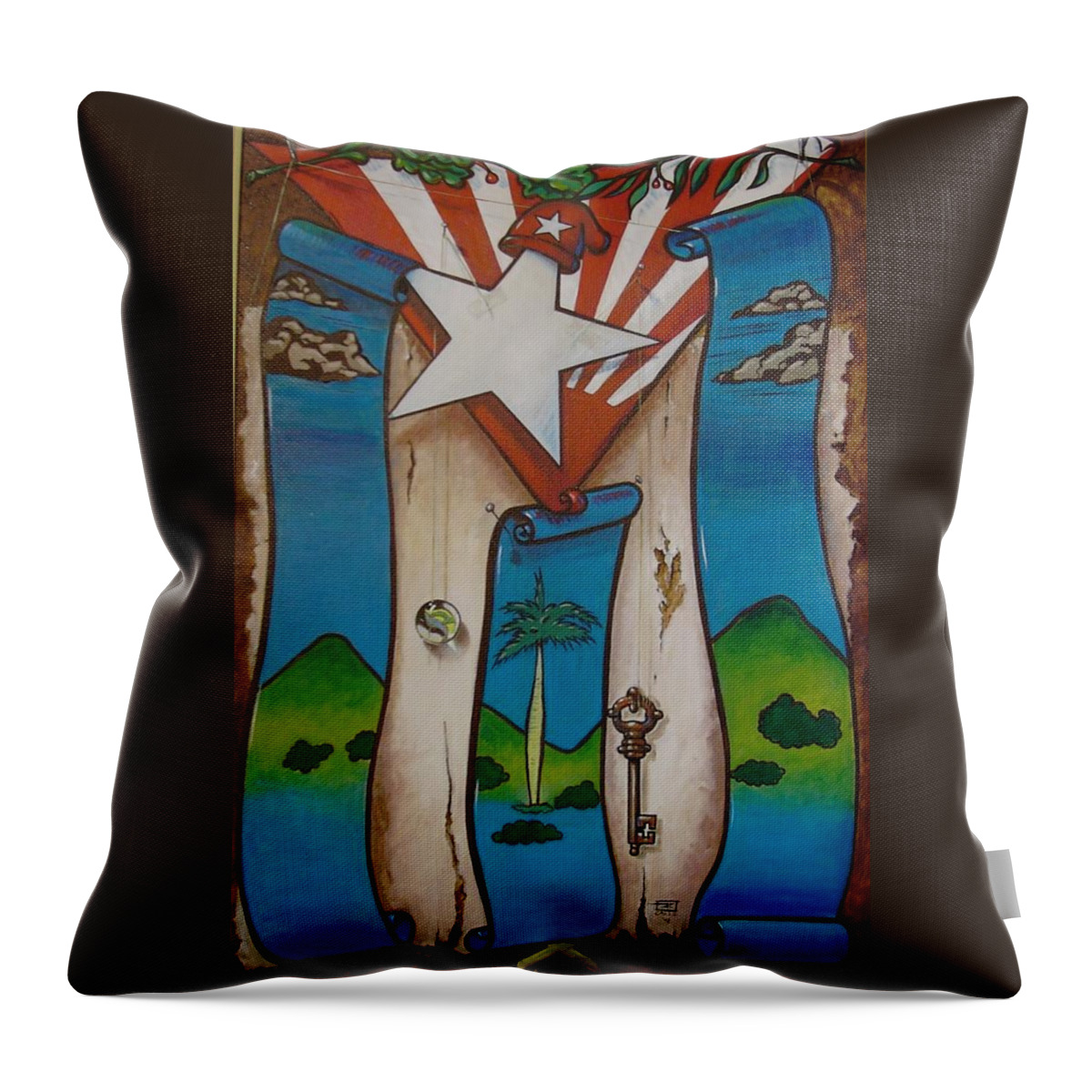 Cuba Throw Pillow featuring the painting Hasta Cuando? by Roger Calle