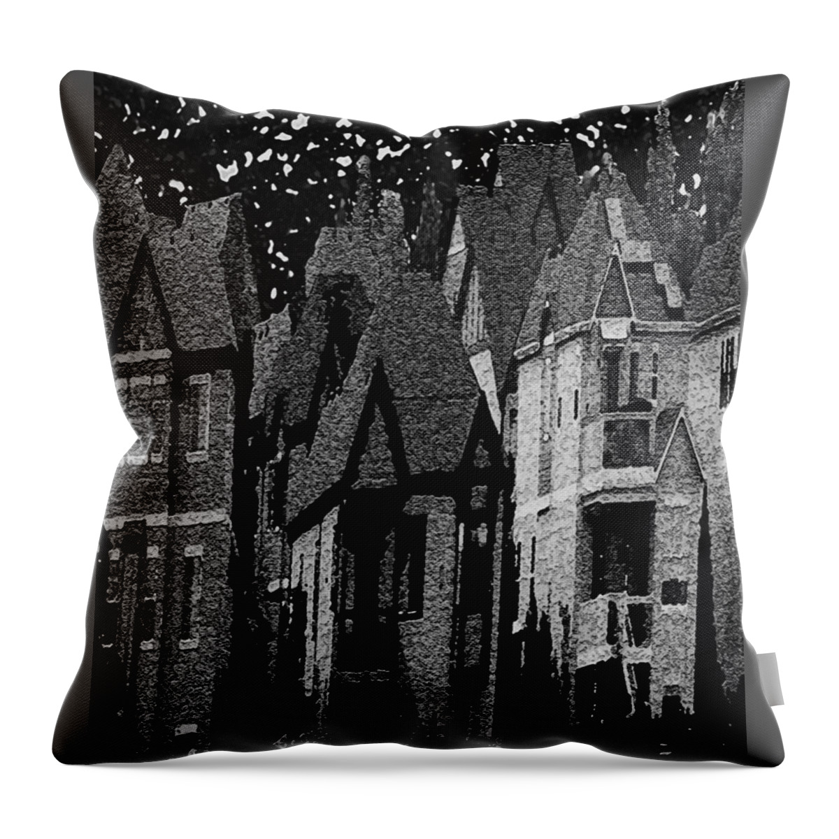 Spooky Throw Pillow featuring the digital art Haunted Houses by Vallee Johnson