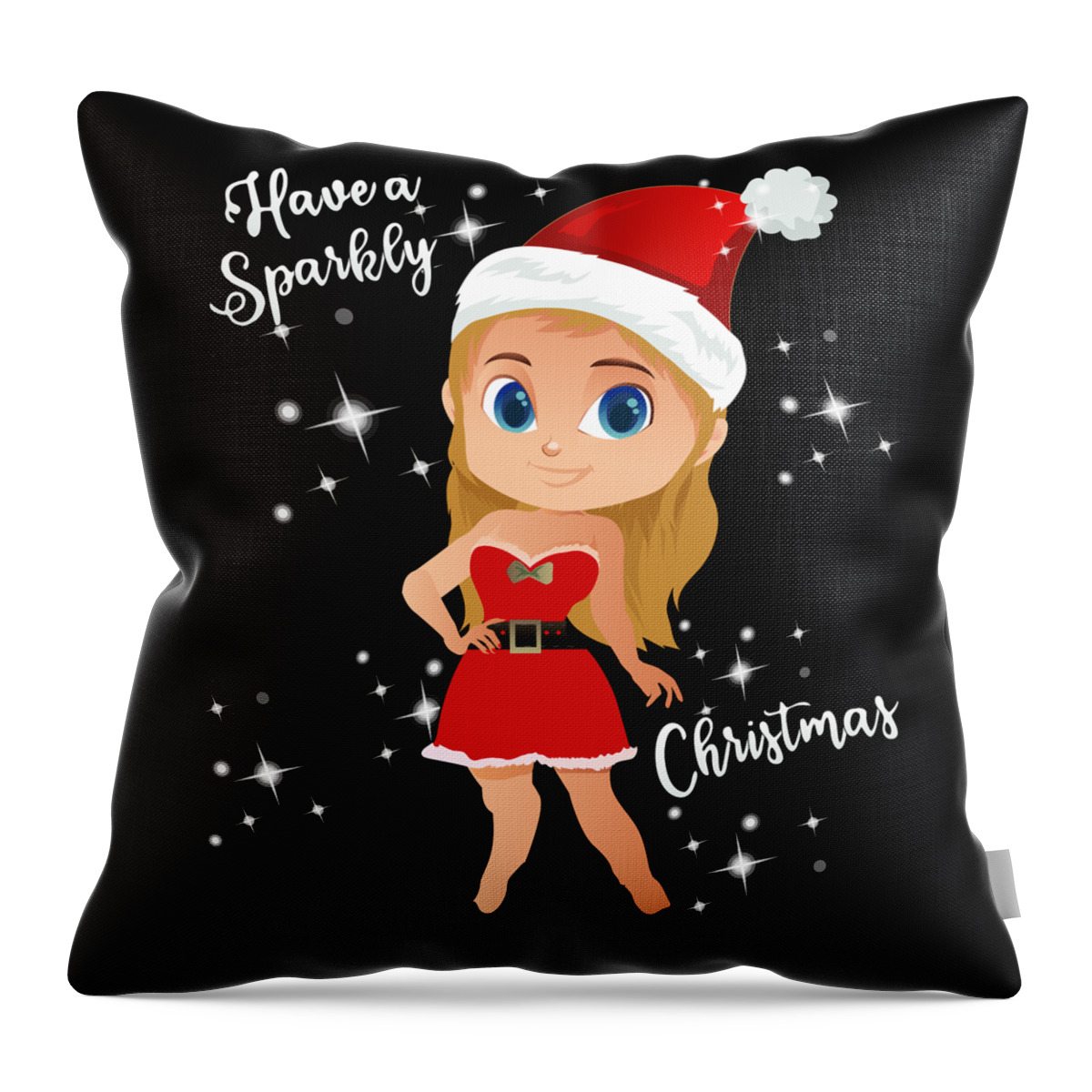 Christmas 2023 Throw Pillow featuring the digital art Have a Sparkly Christmas Girls by Flippin Sweet Gear