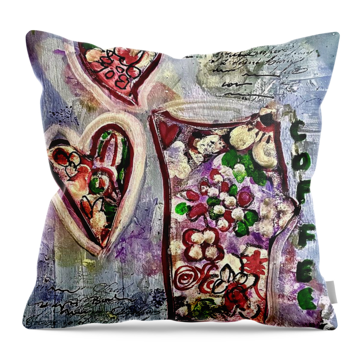 Poetry Throw Pillow featuring the painting Have Coffee with Me by Tommy McDonell