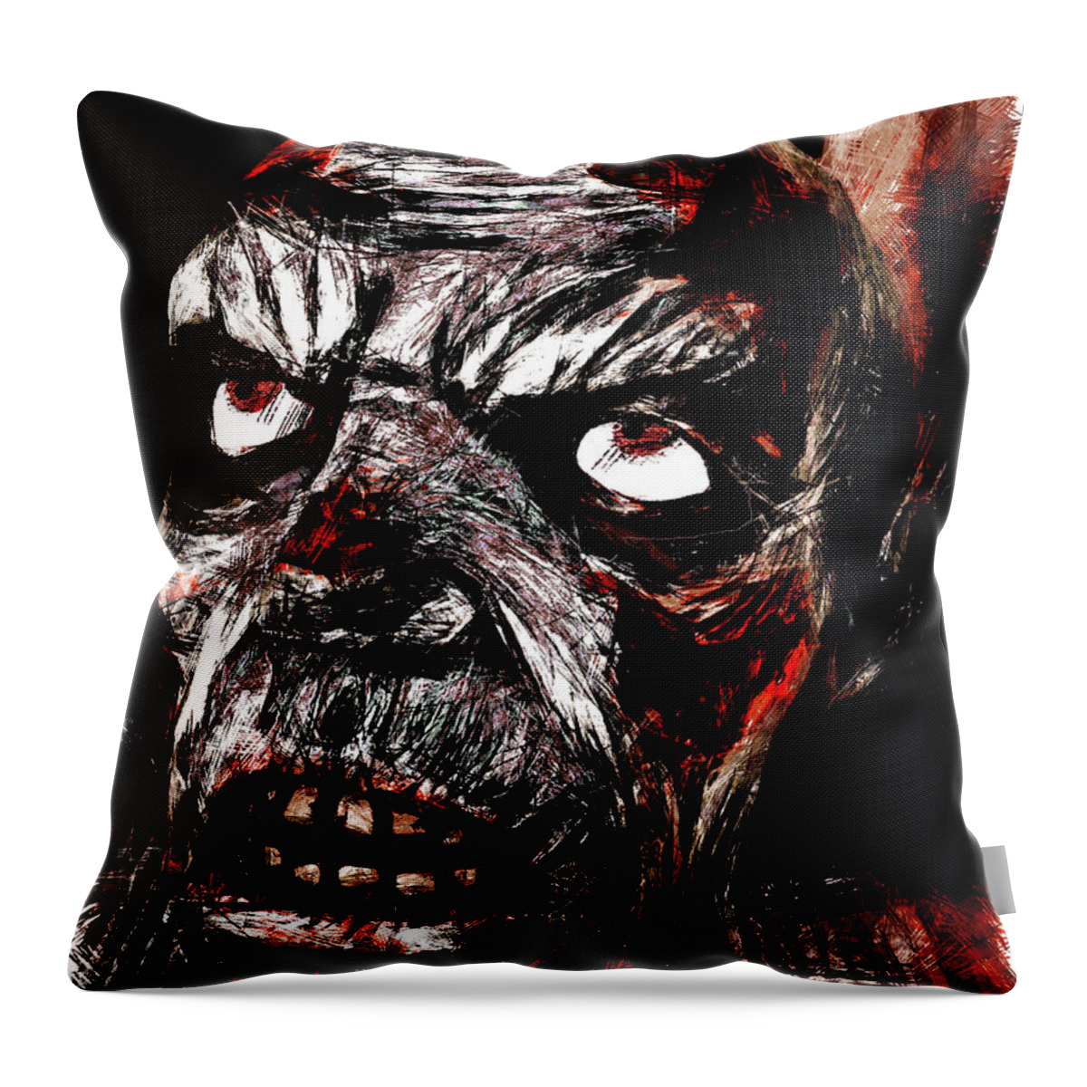 Zombie Throw Pillow featuring the digital art Have You Met My Brother? by Steve Taylor