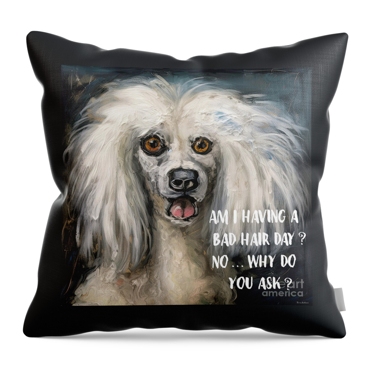Bad Hair Day Throw Pillow featuring the painting Having A Bad Hair Day by Tina LeCour