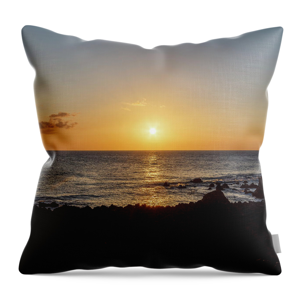 Sunset Throw Pillow featuring the photograph Hawaii Sunset by David Beechum