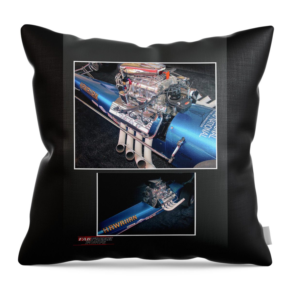 Roland Throw Pillow featuring the photograph Hawaiian Dragster collage by Darrell Foster