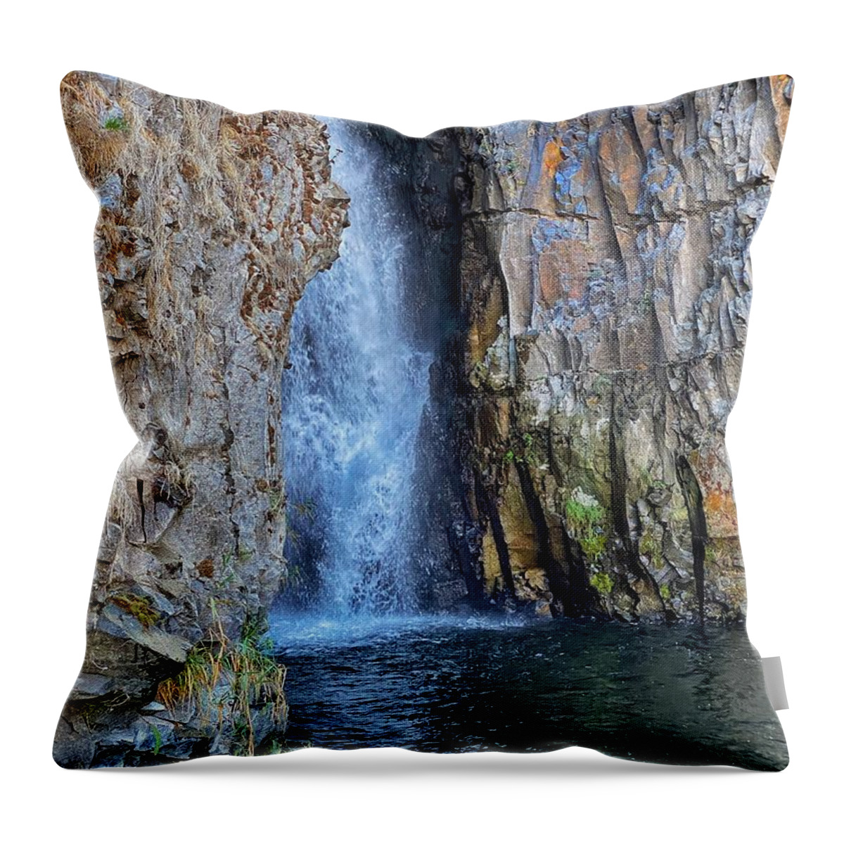Waterfall Throw Pillow featuring the photograph Hawk Creek Falls 3 by Jerry Abbott