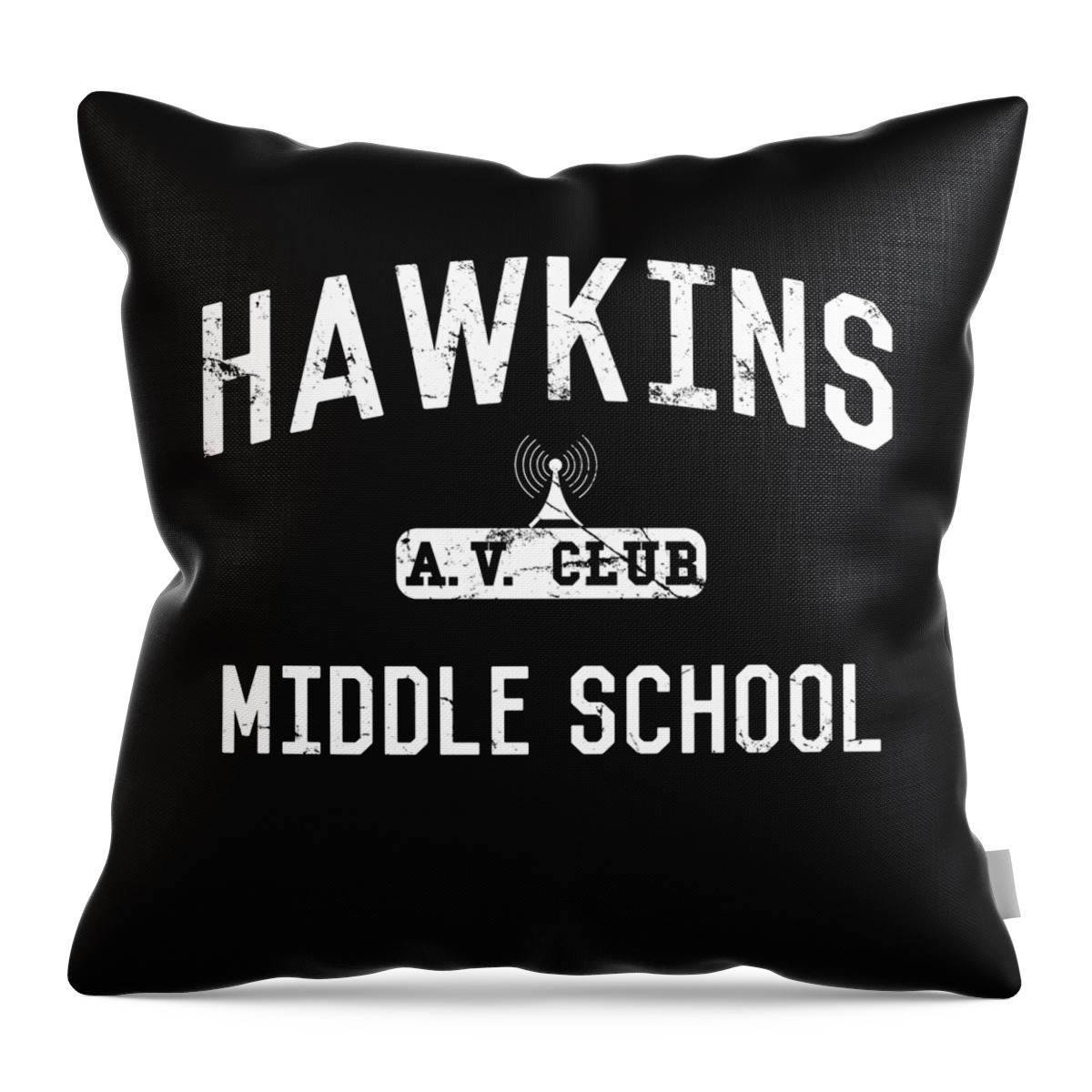 Funny Throw Pillow featuring the digital art Hawkins Middle School Av Club by Flippin Sweet Gear