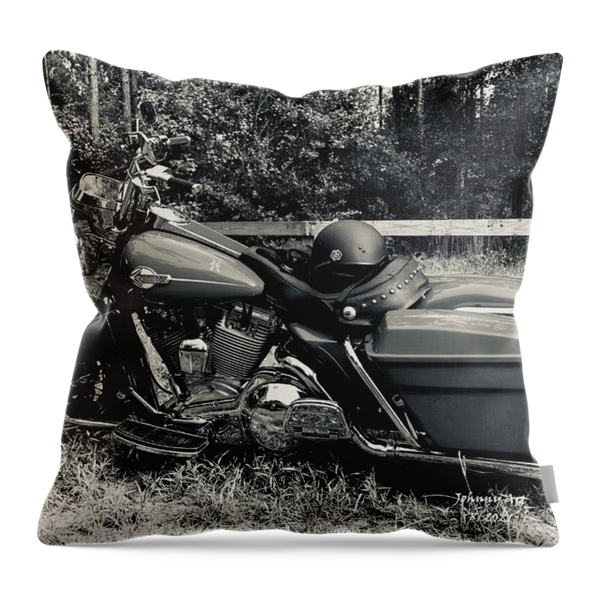Harley Davidson Flhs St Augustine Florida Throw Pillow featuring the photograph HD Along the St John's River by John Anderson