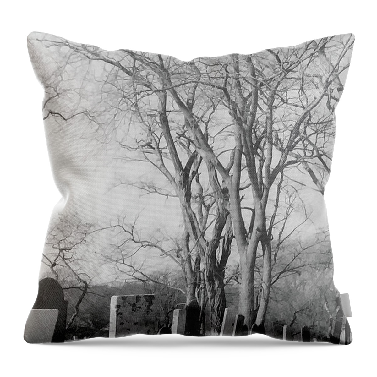 Rockport Throw Pillow featuring the photograph The Old First Parish Cemetery by Rita Brown