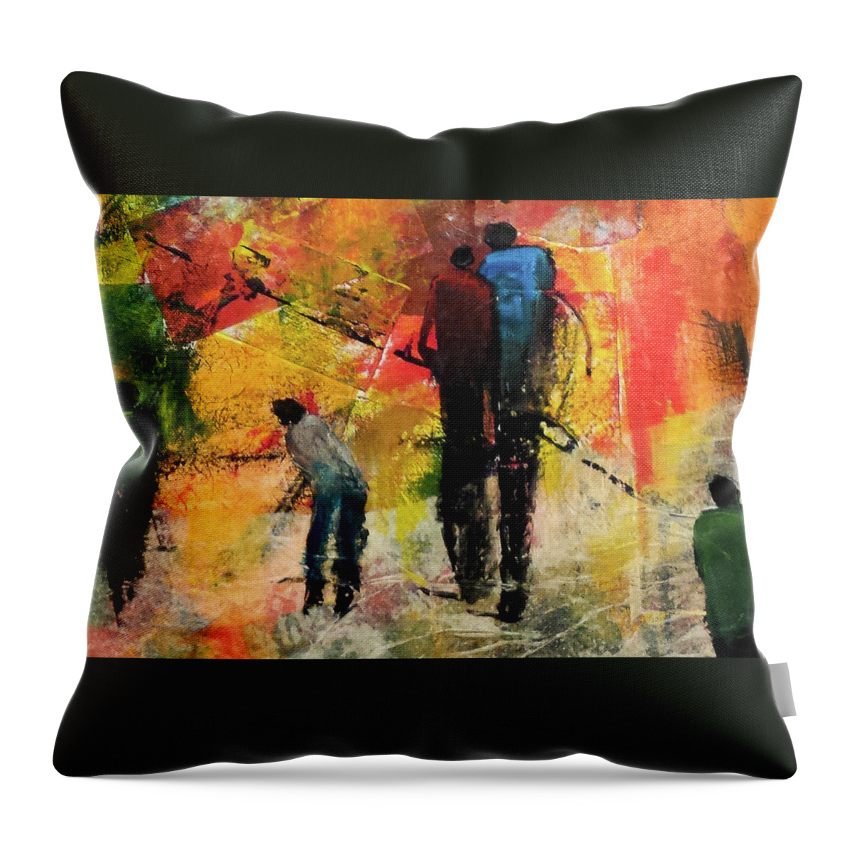 Acrylic Throw Pillow featuring the painting Heading Uptown by Lee Beuther