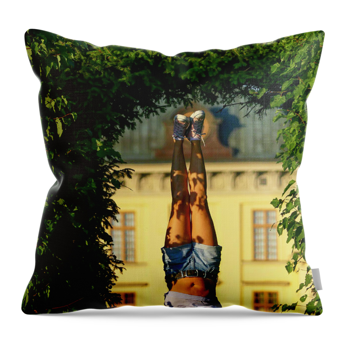 Europe Throw Pillow featuring the photograph Headstand by Alexander Farnsworth