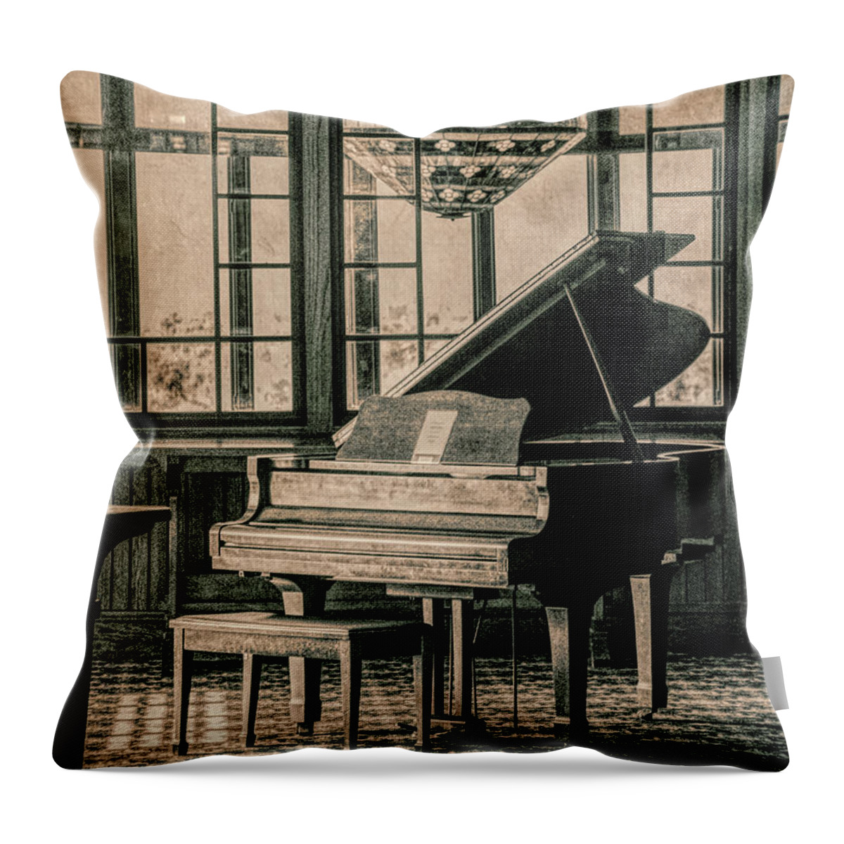 Piano Throw Pillow featuring the photograph Hear the Music by Randy J Heath