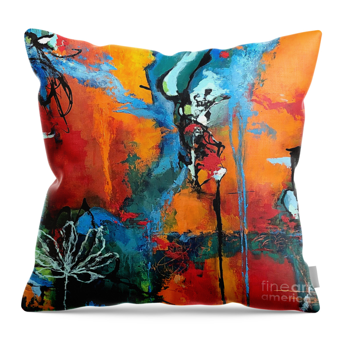 Abstract Throw Pillow featuring the painting Heart Opening by Mary Mirabal