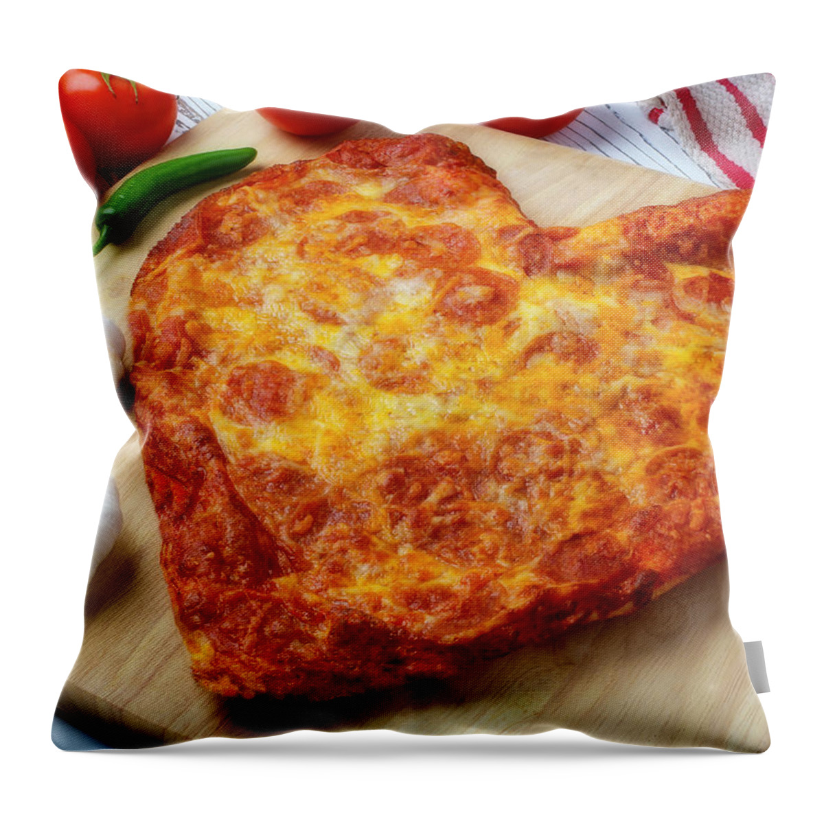 Heart Throw Pillow featuring the photograph Heart Pizza by Garry Gay