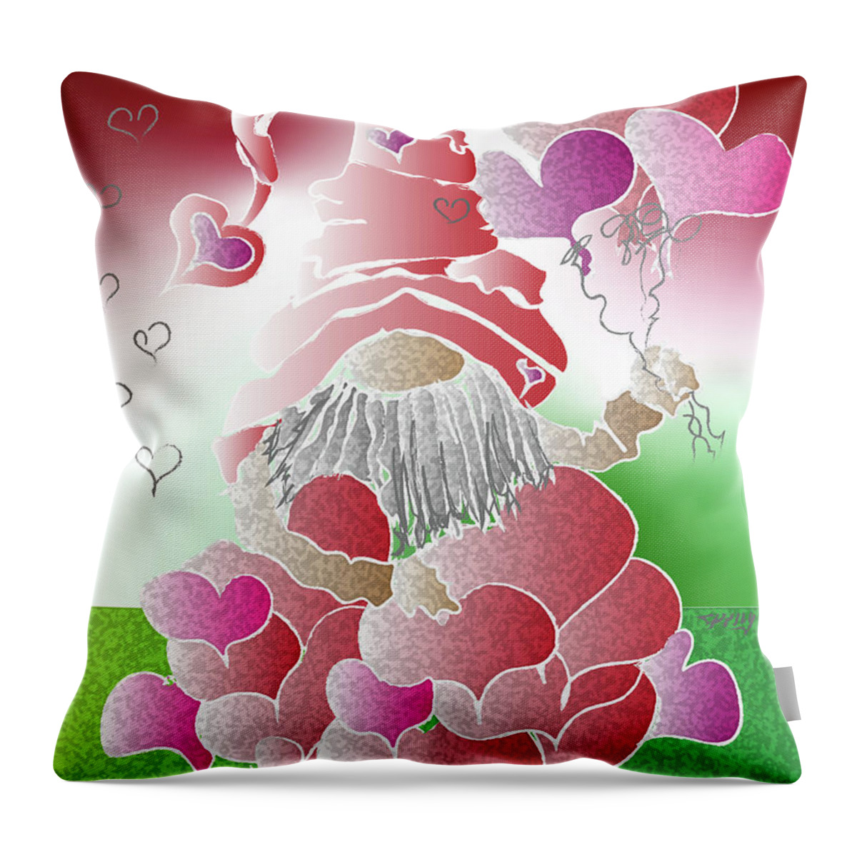 Pink Throw Pillow featuring the digital art Hearts Of Gnome by Eileen Kelly